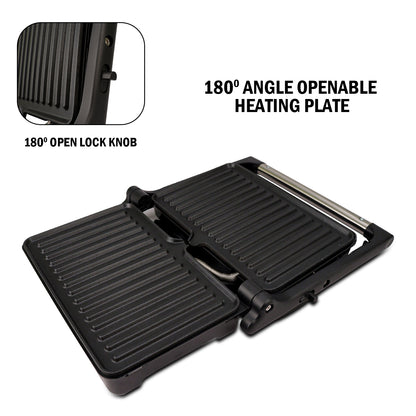 iBELL SM1700G Sandwich Maker with Floating Hinges, 1700Watt, 180 Degree Openable Plates for Grill/Toast, Temperature Control Knob (Black)