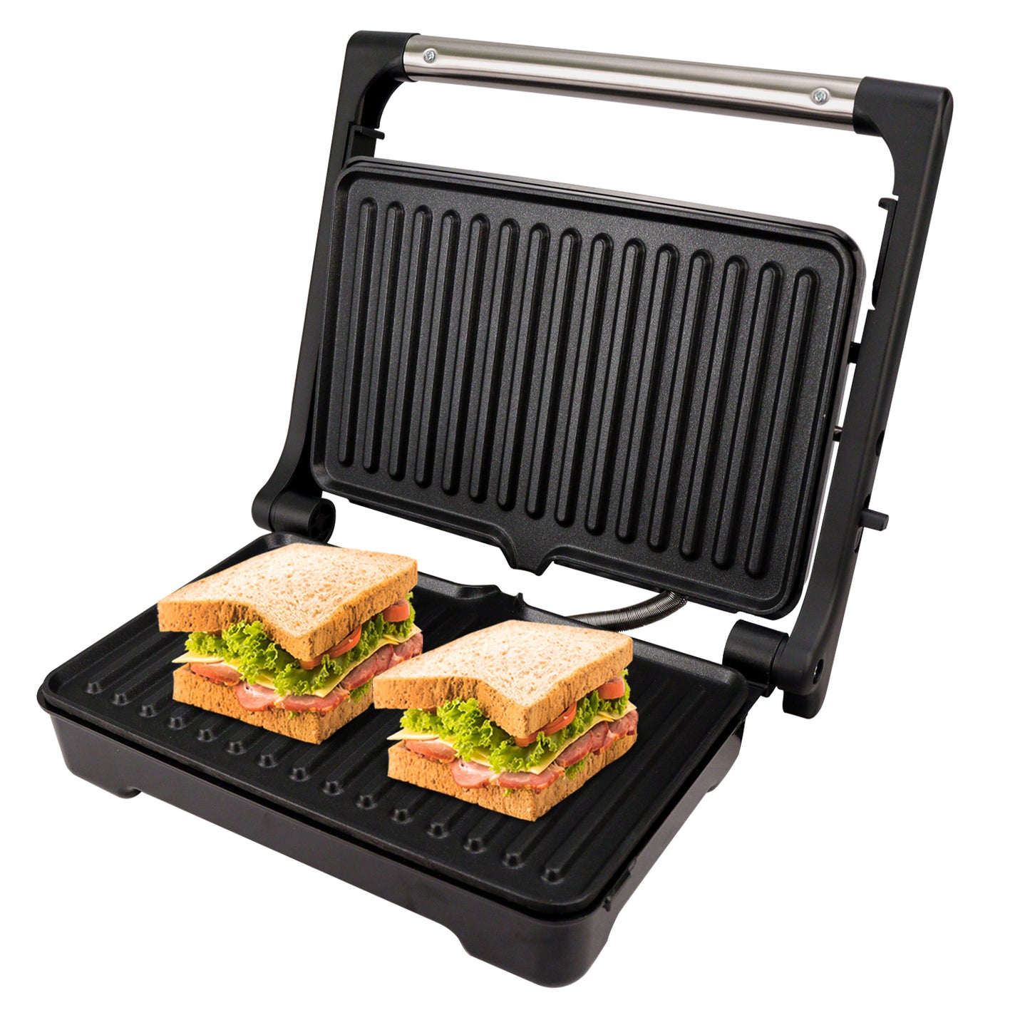 iBELL SM1700G Sandwich Maker with Floating Hinges, 1700Watt, 180 Degree Openable Plates for Grill/Toast, Temperature Control Knob (Black)