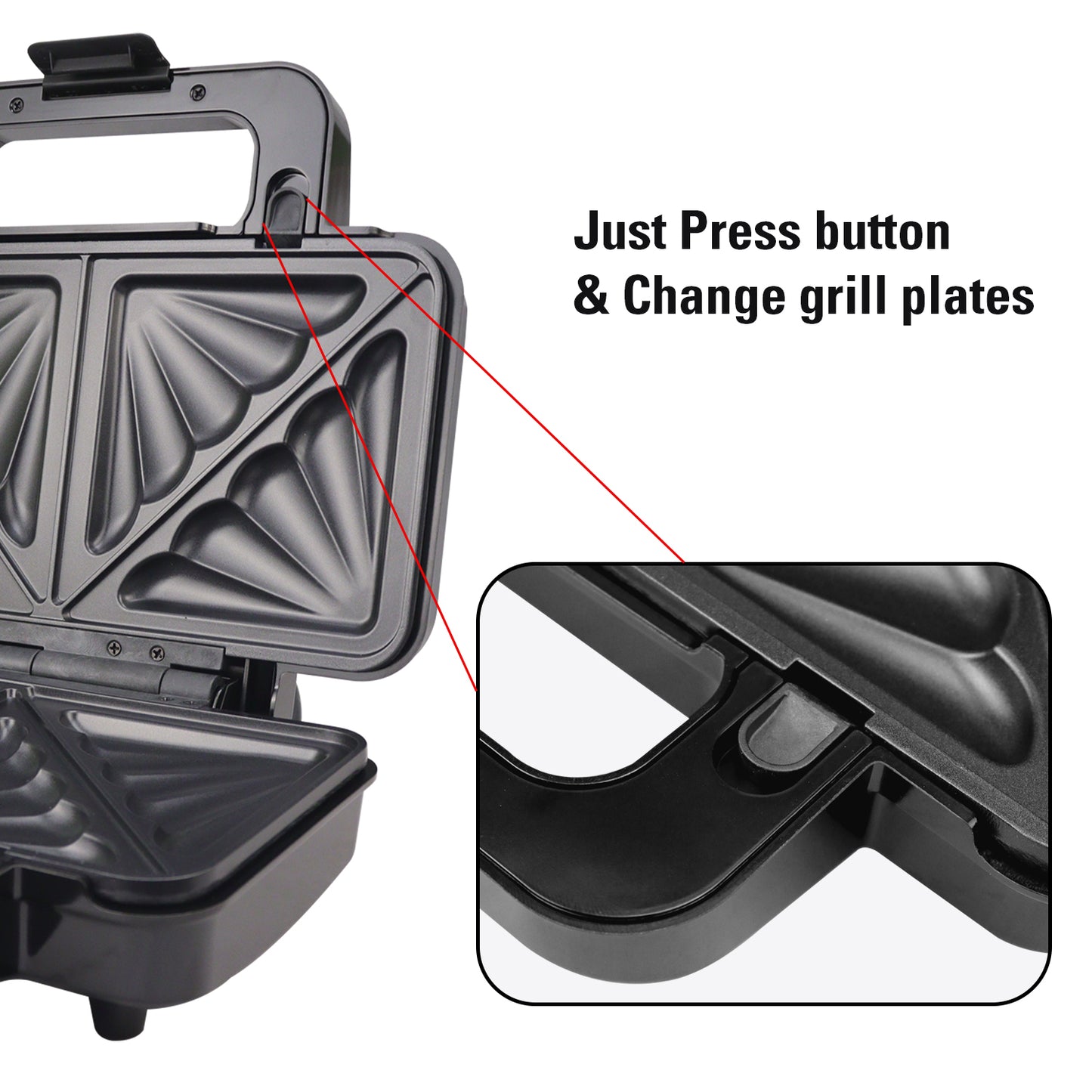 iBELL Sm3010M 3-In-1 Sandwich Maker Big Size, 1300 Watt, 2 Year Warranty, With Automatic Temperature Control And Detachable Plates For Toast/Waffle/Grill (28.5 X 25 10 Cmblack 3010)