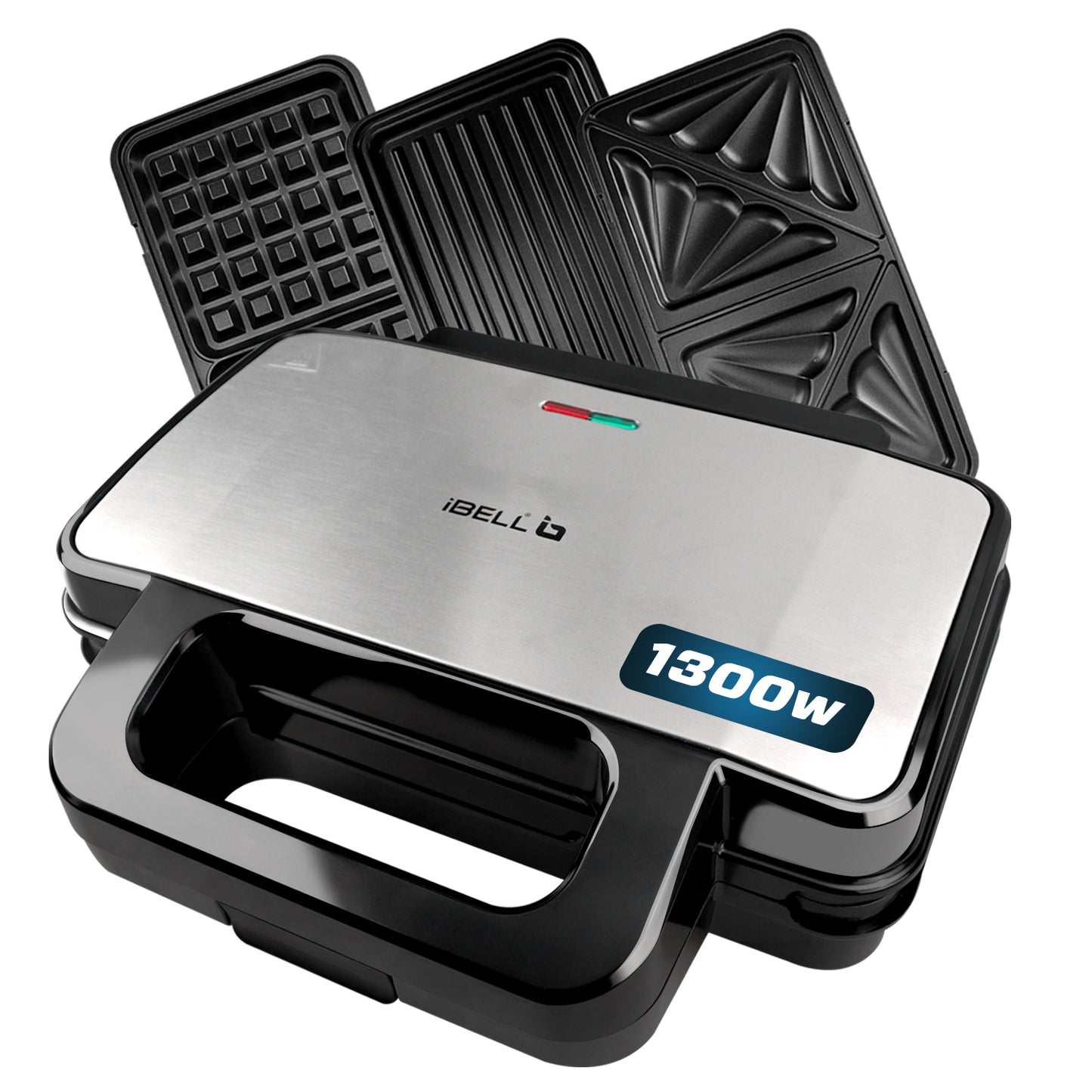 iBELL Sm3010M 3-In-1 Sandwich Maker Big Size, 1300 Watt, 2 Year Warranty, With Automatic Temperature Control And Detachable Plates For Toast/Waffle/Grill (28.5 X 25 10 Cmblack 3010)