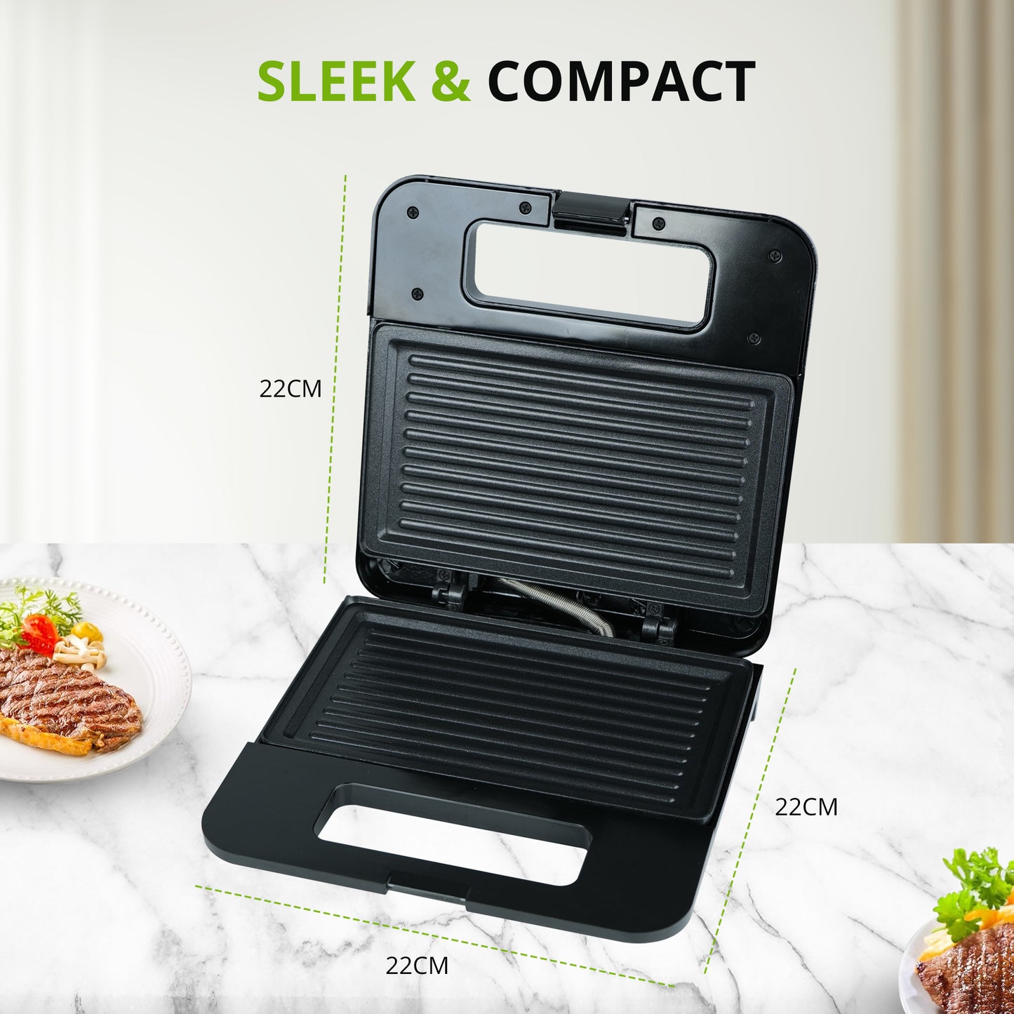 iBELL SM410N Sandwich Maker with Non Stick Sandwich Plates Grill & Toast, Electric, Nonstick, 800 Watt (Black)