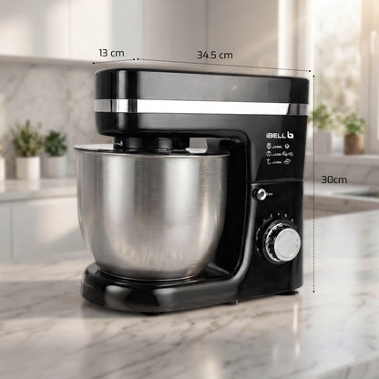 iBELL 4500M PRO Stand Mixer – 1500W Kitchen Mixer with Tilt-Up Head, 8-Speed Control, 100% Copper Motor, 5L Stainless Steel Bowl & Planetary Mixing Action, Multipurpose Food Mixer (Black)
