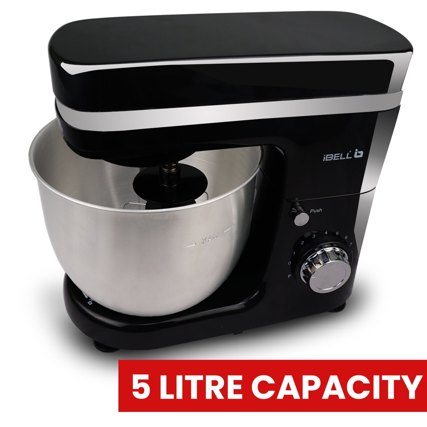 iBELL SM4650S Stand Mixer 6.5L, 1300W with Tilt-up Head, 100% Copper Motor, 6 Speed Control, Stainless Steel Bowl, Multipurpose Mixer for Whipping, Kneading & Egg Beating (Black)