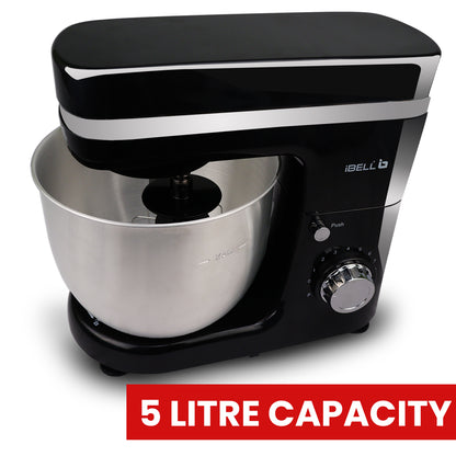 iBELL SM4650S Stand Mixer 6.5L, 1300W with Tilt-up Head, 100% Copper Motor, 6 Speed Control, Stainless Steel Bowl, Multipurpose Mixer for Whipping, Kneading & Egg Beating (Black)