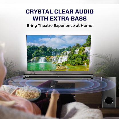 IBELL SONIC160 Bluetooth Soundbar with Woofer, 160W Speaker, Crystal Clear Audio,Bluetooth, AUX, USB, Optical, ARC, Wall-Mountable, Remote Control, Home Theatre Experience (Black)