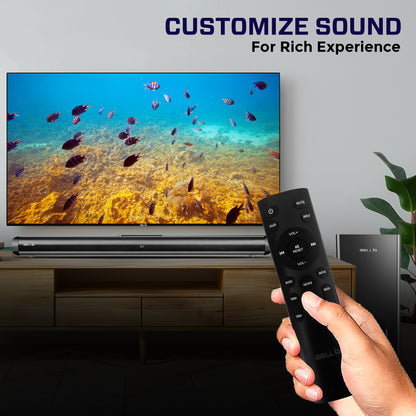 IBELL SONIC160 Bluetooth Soundbar with Woofer, 160W Speaker, Crystal Clear Audio,Bluetooth, AUX, USB, Optical, ARC, Wall-Mountable, Remote Control, Home Theatre Experience (Black)