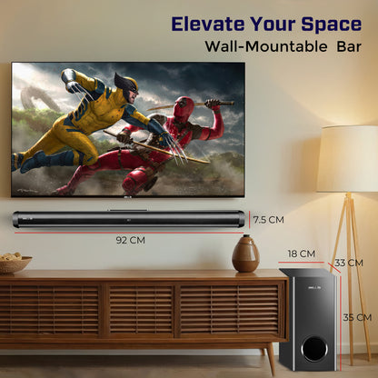 IBELL SONIC160 Bluetooth Soundbar with Woofer, 160W Speaker, Crystal Clear Audio,Bluetooth, AUX, USB, Optical, ARC, Wall-Mountable, Remote Control, Home Theatre Experience (Black)