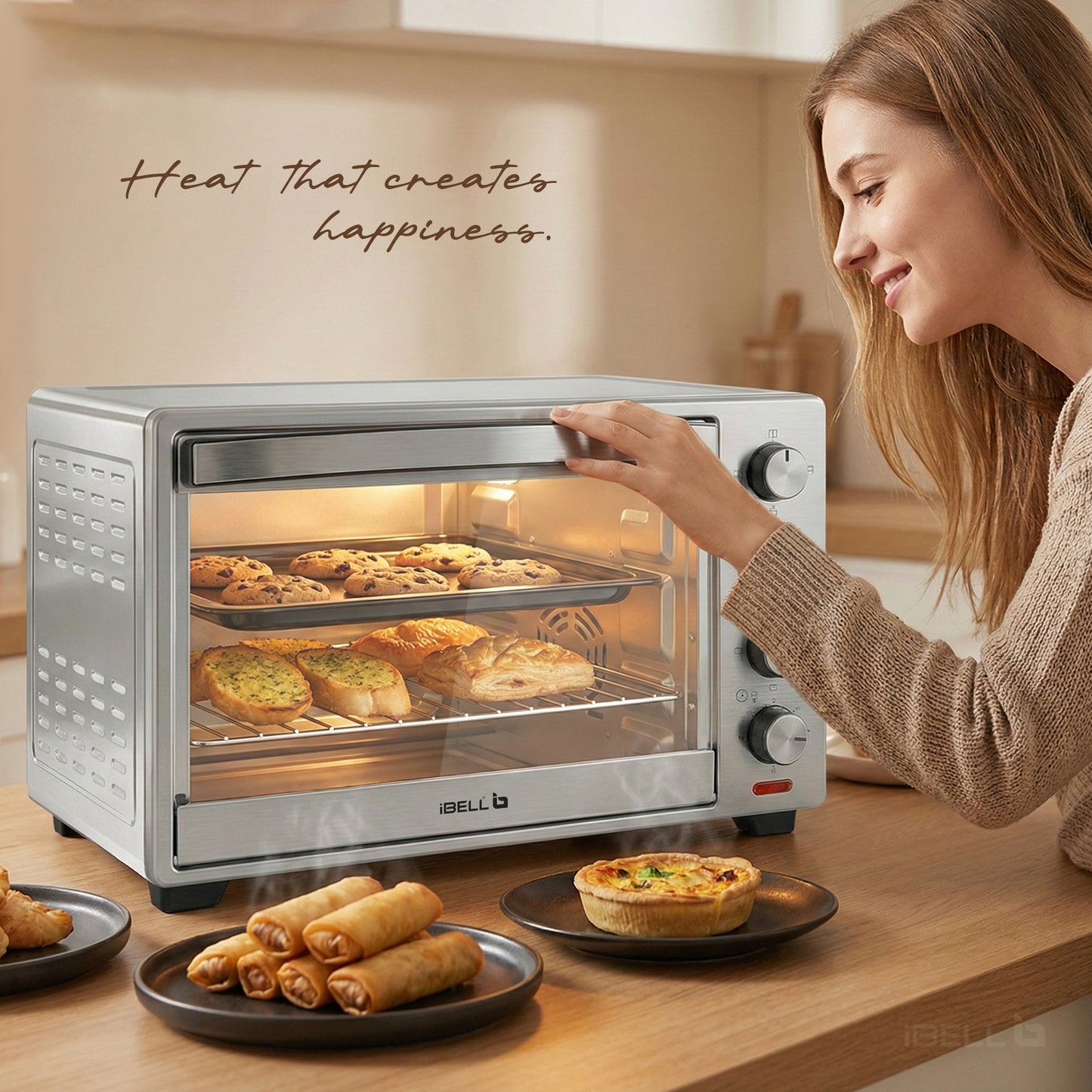 IBELL Oven Toaster Grill OTG, 30 Litre, Stainless Steel Body, Convection Fan, Rotisserie, Adjustable Temperature & Timer, SS30LGDLX (Sliver)