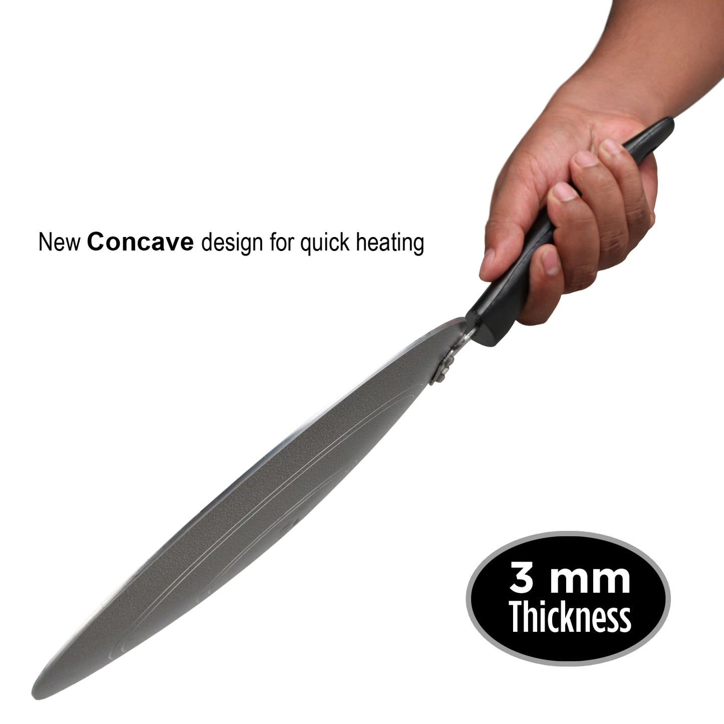 IBELL 3 Layer Durable Aluminium Non Stick Tawa Pan for Dosa/Roti/Chapati (290MM) Black