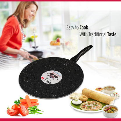 IBELL 3 Layer Durable Aluminium Non Stick Tawa Pan for Dosa/Roti/Chapati (290MM) Black