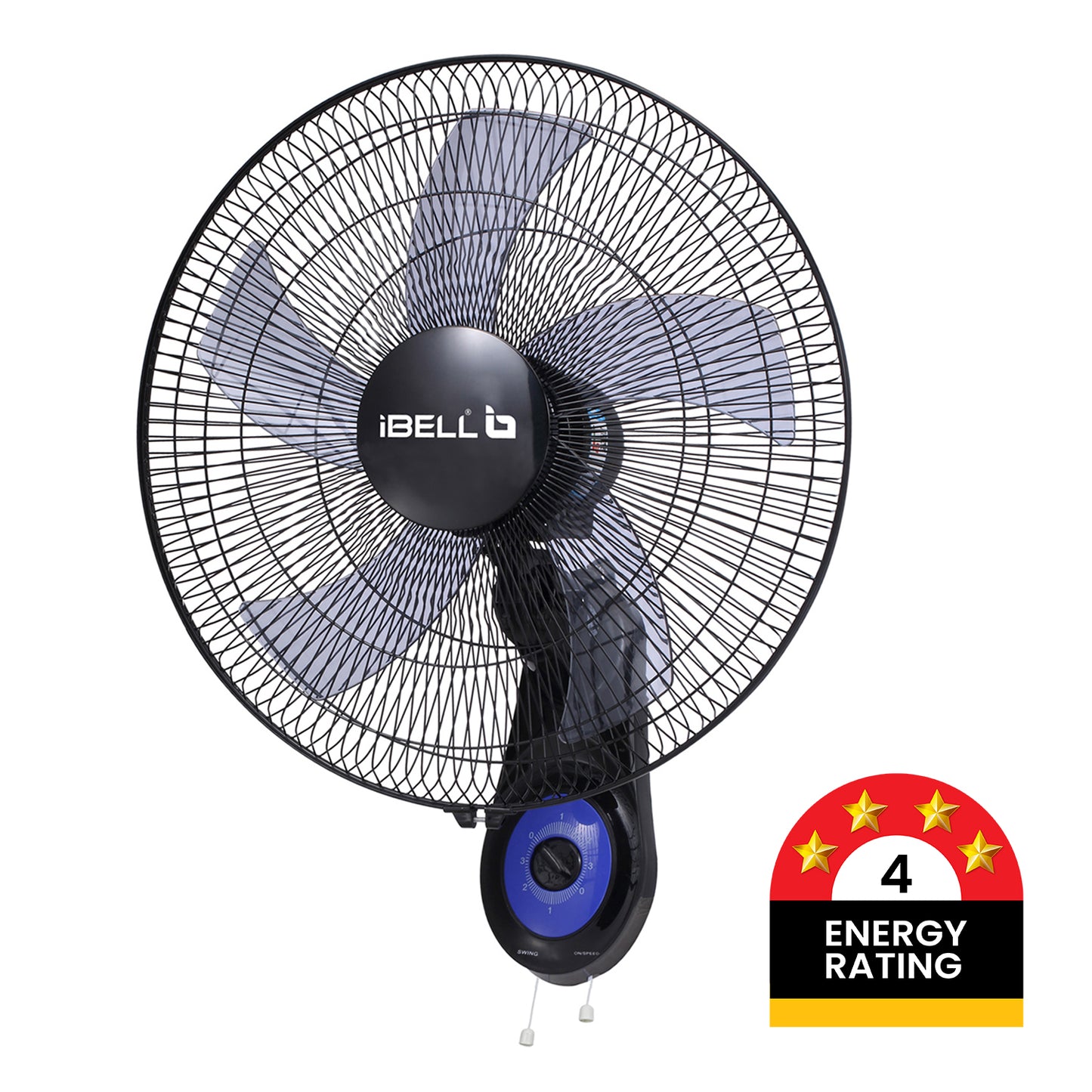 IBELL BLADE WF1980 Premium Wall Fan with 5 Leaf, Low Noise Motor,High Speed - Black, 9 inches