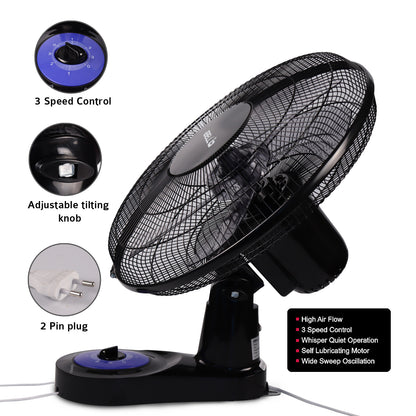 IBELL BLADE WF1980 Premium Wall Fan with 5 Leaf, Low Noise Motor,High Speed - Black, 9 inches