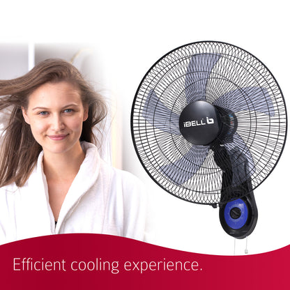 IBELL BLADE WF1980 Premium Wall Fan with 5 Leaf, Low Noise Motor,High Speed - Black, 9 inches