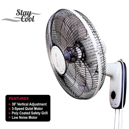 IBELL 9816WF High Speed Wall Fan with 3 Leaf, 406mm, Low Noise Motor (Ivory White)