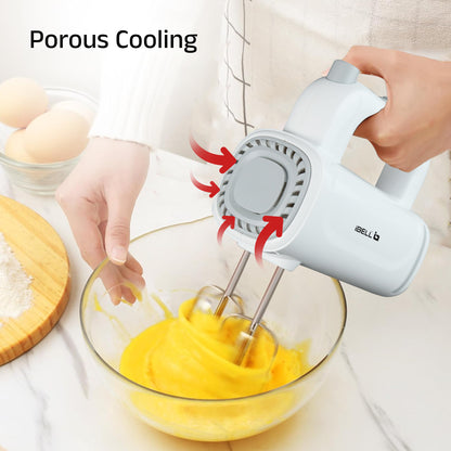 iBELL WHISK350 Electric Hand Mixer - 350W with 5 Speed Control, Stainless Steel Beaters & Dough Hooks for Baking, Whipping & Mixing (White)