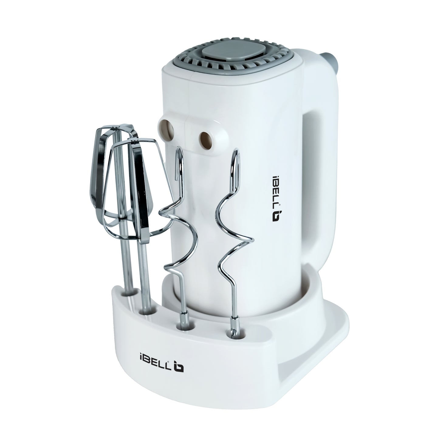iBELL WHISK350 Electric Hand Mixer - 350W with 5 Speed Control, Stainless Steel Beaters & Dough Hooks for Baking, Whipping & Mixing (White)