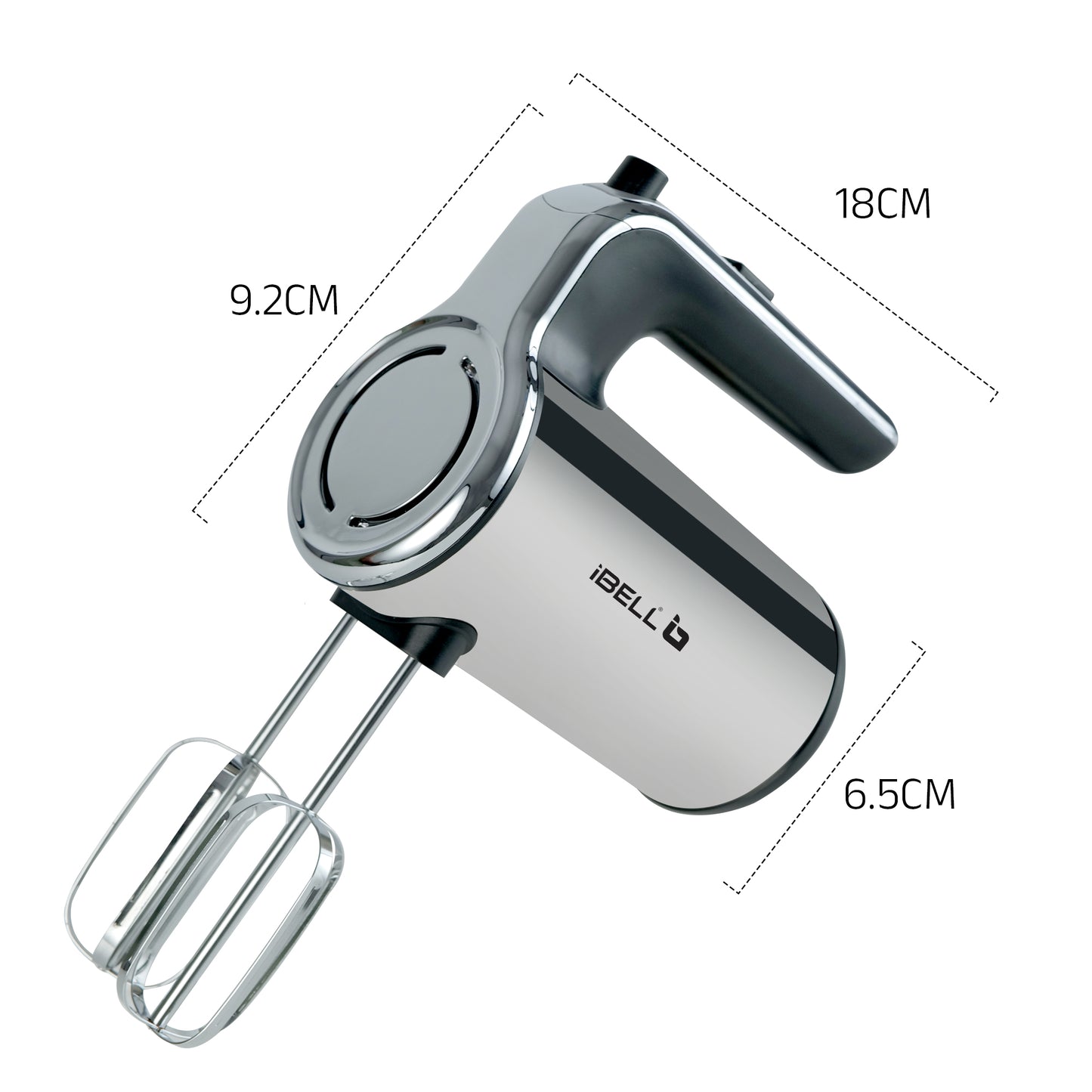 IBELL Plastic WHISK400 Electric Hand Mixer, 400W, Blender, Detachable Beaters & Dough Hooks, With Turbo Button 5 Speed Settings(Silver).