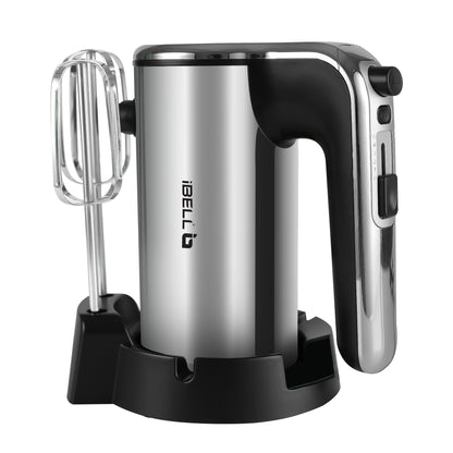 IBELL Plastic WHISK400 Electric Hand Mixer, 400W, Blender, Detachable Beaters & Dough Hooks, With Turbo Button 5 Speed Settings(Silver).