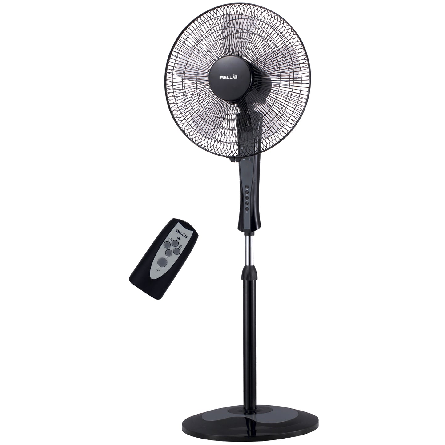 IBELL WINDP10 Pedestal Fan 5 Leaf with Remote and High Air Flow,406mm, 55W, High Speed, 100% Copper & Timer Function, Black