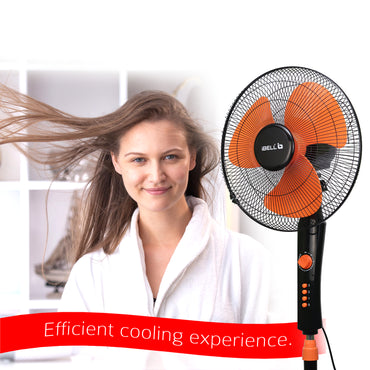 IBELL ZEPHYR03 Pedestal Fan 3 Leaf 400mm with Timer and High Speed motor (Orange)