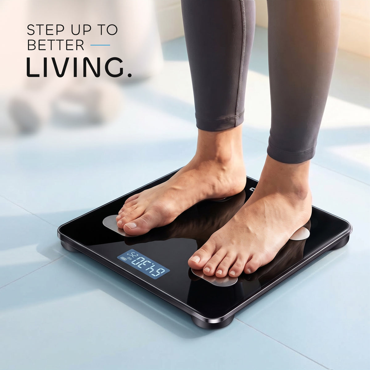 iBELL BS260BT Smart Weight Machine for Body weight, Weighing Scale with Bluetooth, Tempered Glass, LCD Display (Black)
