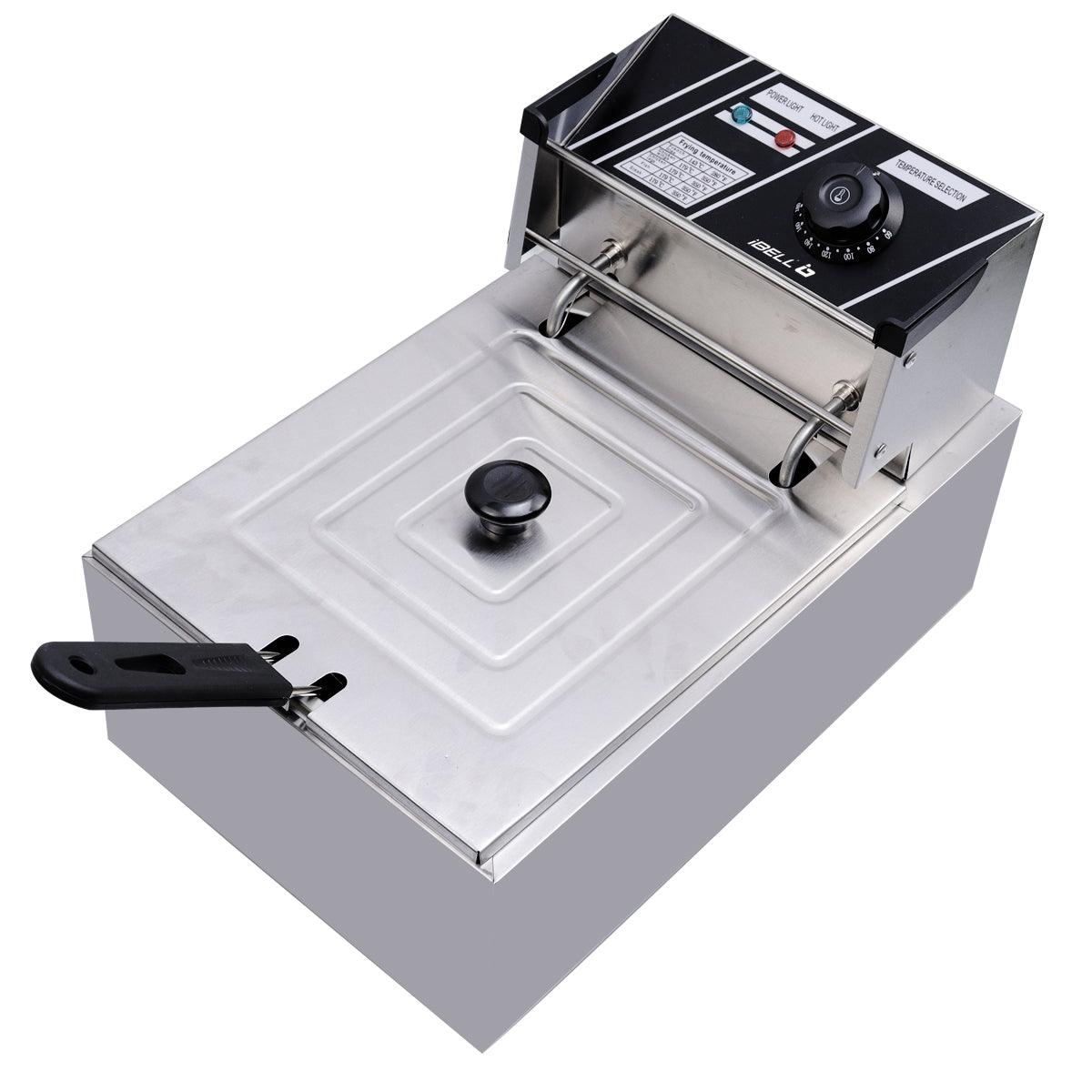 iBELL DF610M Electric Deep Fryer 6 Litre Stainless Steel 2500W with Variable Temperature Control, Silver