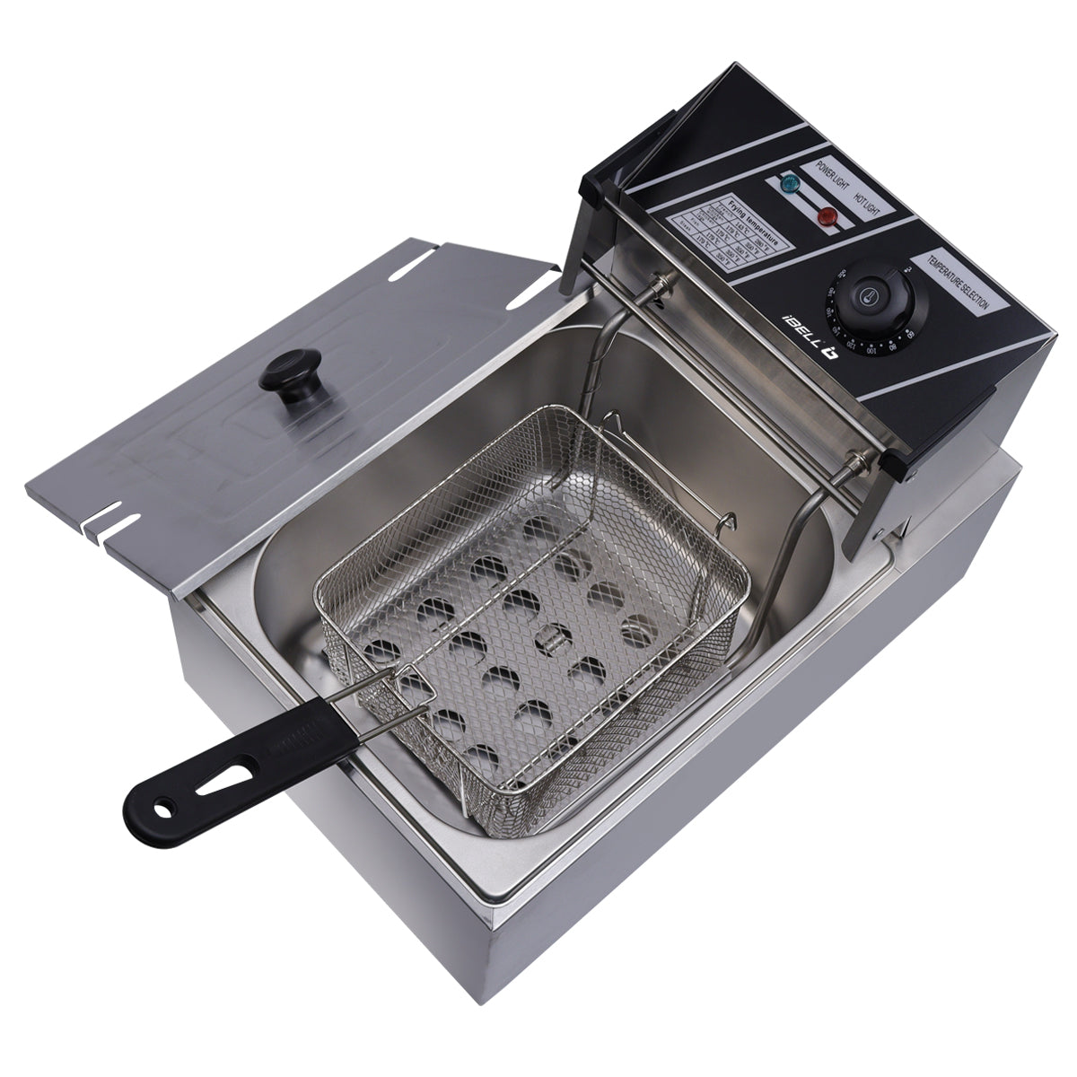 iBELL DF610M Electric Deep Fryer 6 Litre Stainless Steel 2500W with Variable Temperature Control, Silver