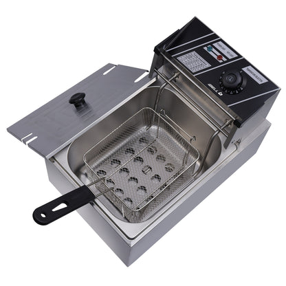 iBELL DF610M Electric Deep Fryer 6 Litre Stainless Steel 2500W with Variable Temperature Control, Silver