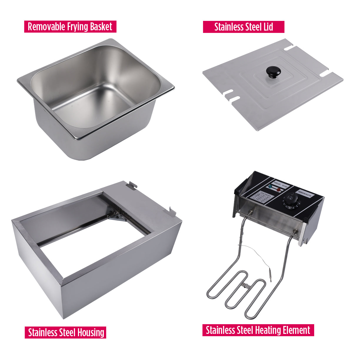 iBELL DF610M Electric Deep Fryer 6 Litre Stainless Steel 2500W with Variable Temperature Control, Silver