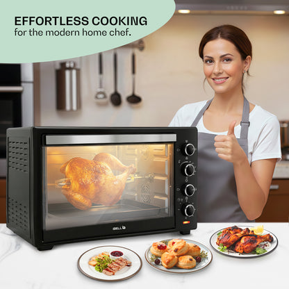 IBELL 60 Litre Electric Oven Toaster Grill OTG with Convection & Rotisserie, 2000 Watt, Multiple Heating Options, Adjustable Temperature, IBLEO60LGDLX (Black)