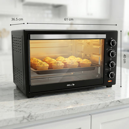 IBELL 60 Litre Electric Oven Toaster Grill OTG with Convection & Rotisserie, 2000 Watt, Multiple Heating Options, Adjustable Temperature, IBLEO60LGDLX (Black)