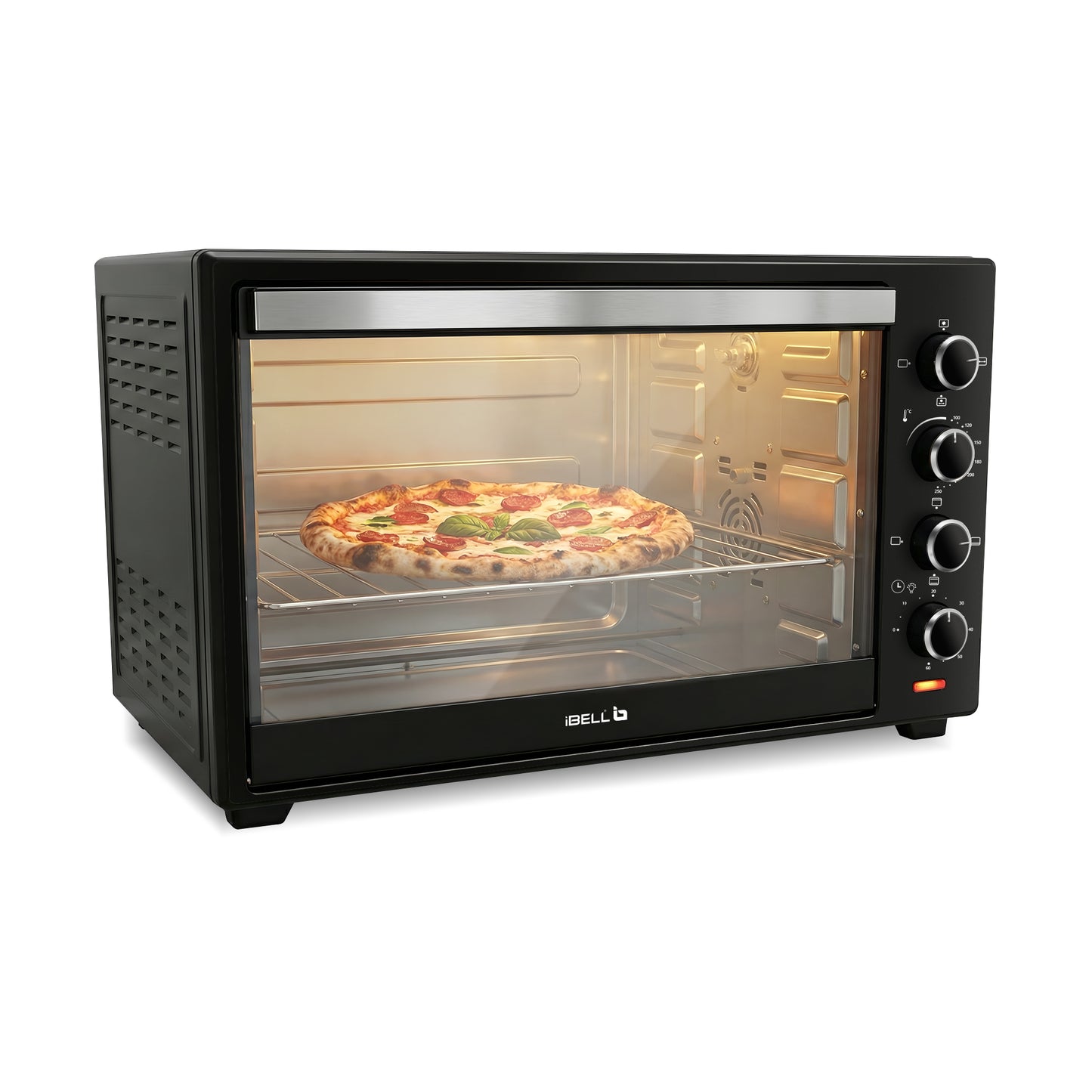 IBELL 60 Litre Electric Oven Toaster Grill OTG with Convection & Rotisserie, 2000 Watt, Multiple Heating Options, Adjustable Temperature, IBLEO60LGDLX (Black)