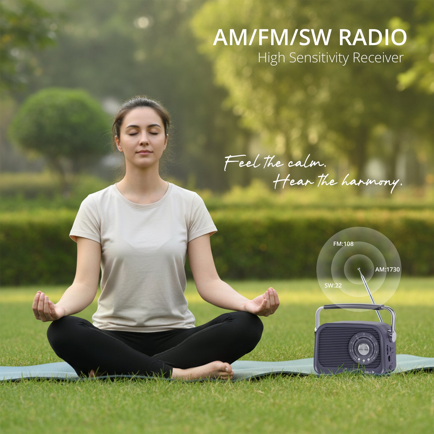 iBELL FM770BT Portable FM Radio with Bluetooth Speaker, AM/FM/SW 3-Band Tuner, USB & Micro TF Slot, MP3 Playback, Rechargeable Battery, Telescopic Antenna – Retro Style (Grey)