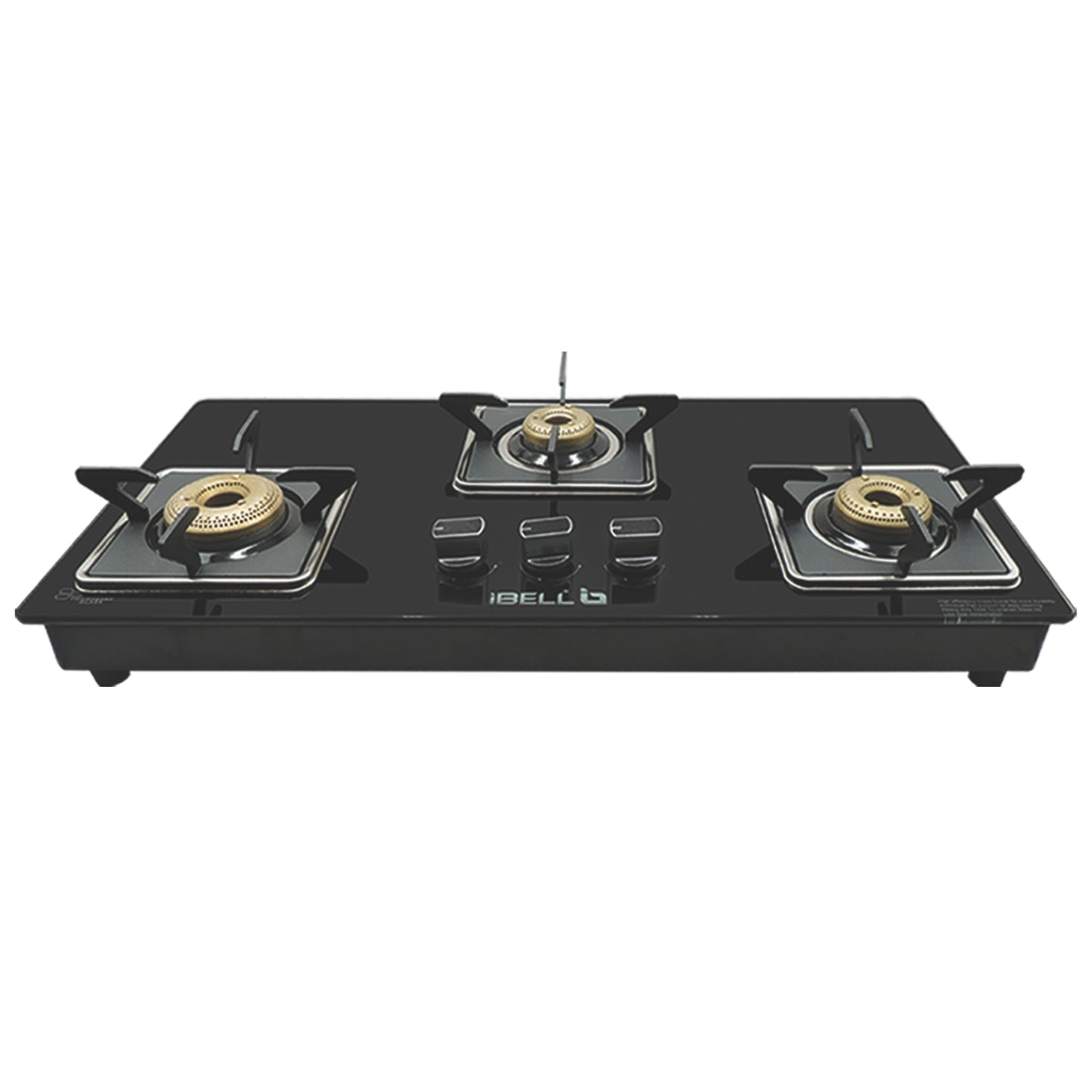 iBELL IBL GS8413 HOB 3 Burner Gas Stove – Glass Top Top, ISI Marked, Toughened Pan Support