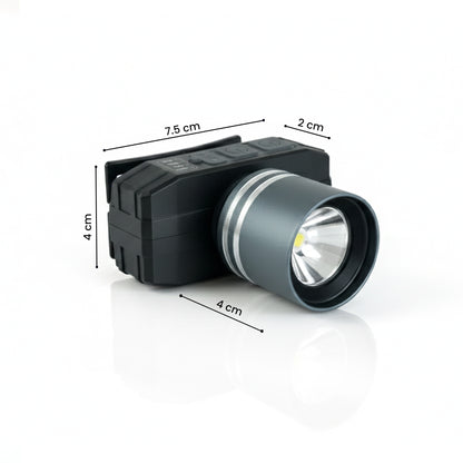 IBELL HL8185S Headlamp Torch with Headband, Rechargeable, LED with 3 Light Modes, Zooming Function, Type C Charging, Battery Power Indication, for Cycling, Trekking, Camping (Black)