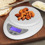 iBELL Digital Kitchen Weighing Scale for Health, LCD Display, High Precision Sensors, Tare Function, up to 5KG, Portable Food Weight Machine for Health, Fitness, Home Baking & Cooking - KS501M (White)