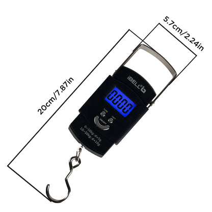 iBELL Weight Machine For Luggage Weighing Scale, Portable, 50 KG, Stainless Steel Hook, Digital LED Display & Tare Function, LS050M (Black)