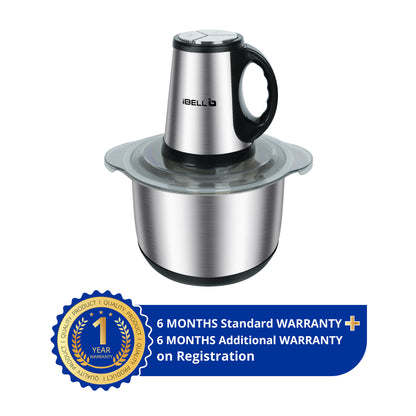 IBELL Electric Chopper, Large Size (5L) for Kitchen Use, 1200W, Stainless Steel Blade, Multi Purpose for Cutting, Slicing Meat, Vegetables, Nuts & Fruits, MT500SM (Silver)