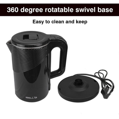 iBELL Pek20Bkplus Premium Stainless Steel Electric Kettle, 2.0 Litre, Auto Cut-Off Feature, 360 Degree Rotating Base, Shock Proof Insulated Body (Black, 1600 Watts, 2 L)