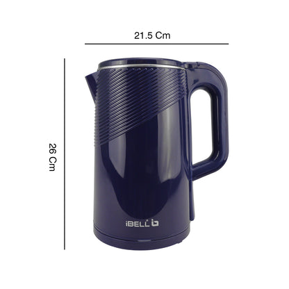 iBELL PEK20BLPLUS Premium Electric Kettle, 2 Litre, 1600W, Auto Cut-Off Feature, Stainless Steel with Insulation, 360 degree Rotating Base, Safety Lid With Locking Mechanism (Blue)