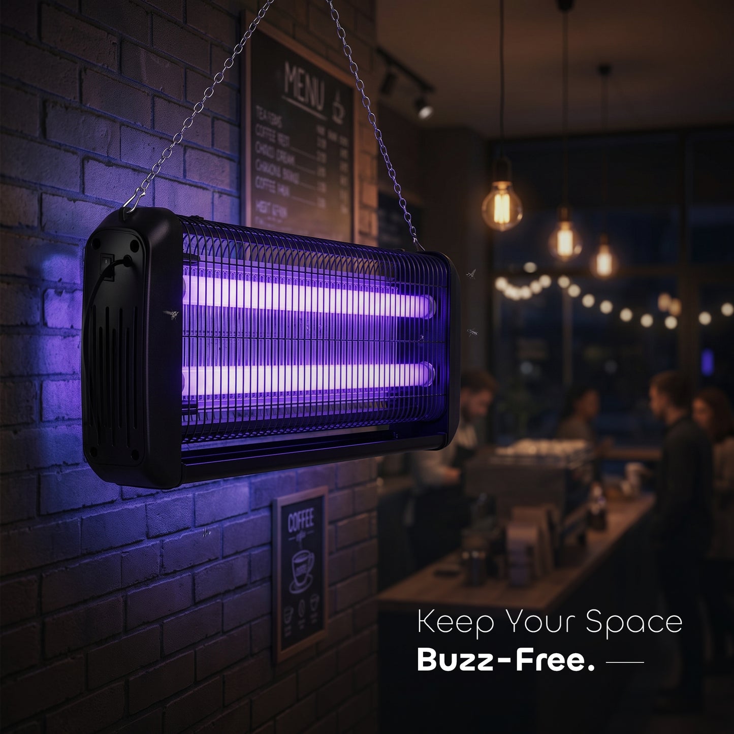 iBELL S40IK Plus 40W Electric Insect Killer with UVA Lamps, 360° Wide Grid, Detachable Collection Tray, Hanging Chain, Silent & Eco-Friendly Insect Zapper for Home, Office & Restaurant, Black