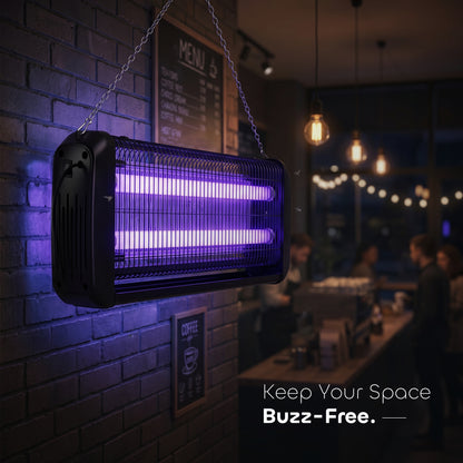iBELL S40IK Plus 40W Electric Insect Killer with UVA Lamps, 360° Wide Grid, Detachable Collection Tray, Hanging Chain, Silent & Eco-Friendly Insect Zapper for Home, Office & Restaurant, Black
