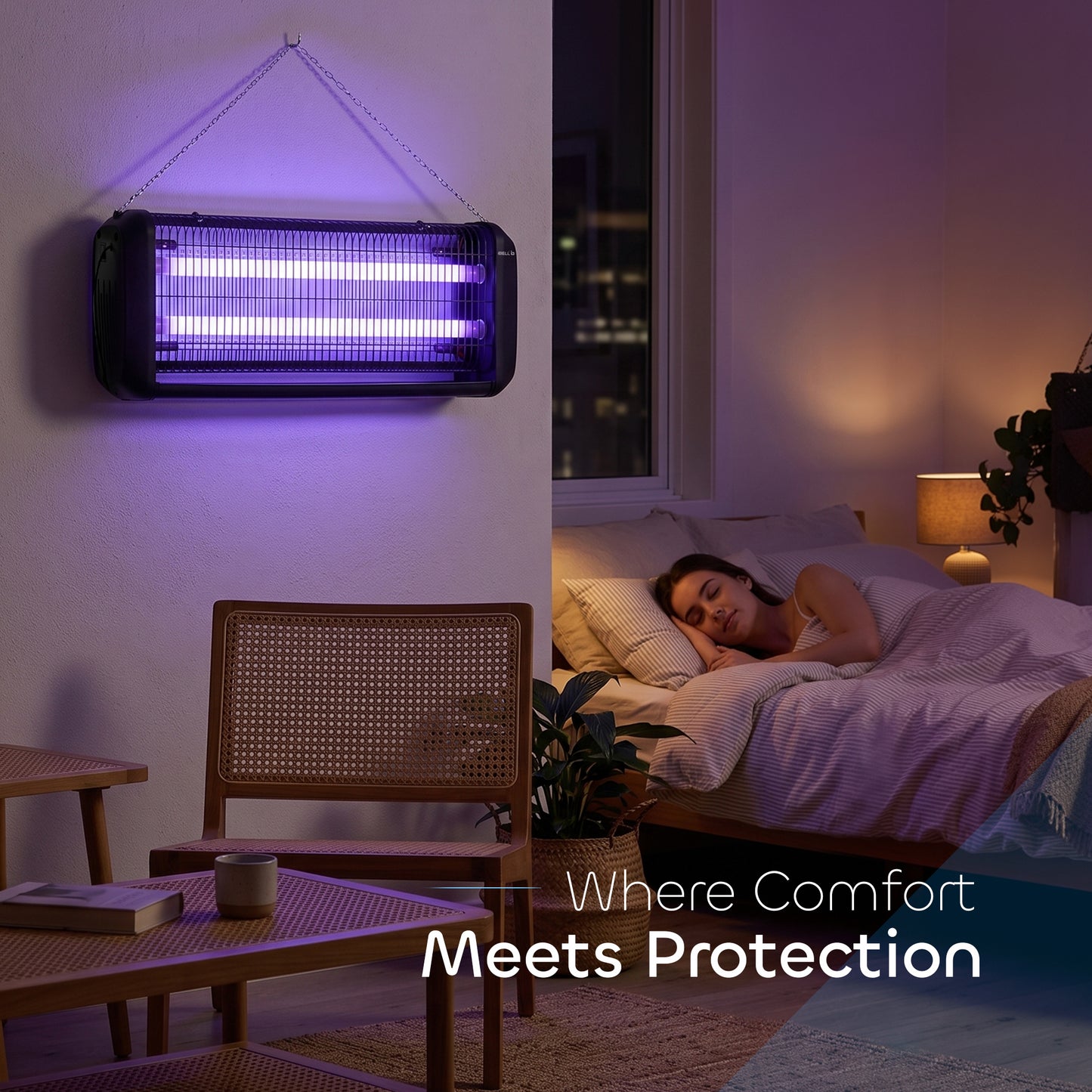 iBELL S40IK Plus 40W Electric Insect Killer with UVA Lamps, 360° Wide Grid, Detachable Collection Tray, Hanging Chain, Silent & Eco-Friendly Insect Zapper for Home, Office & Restaurant, Black