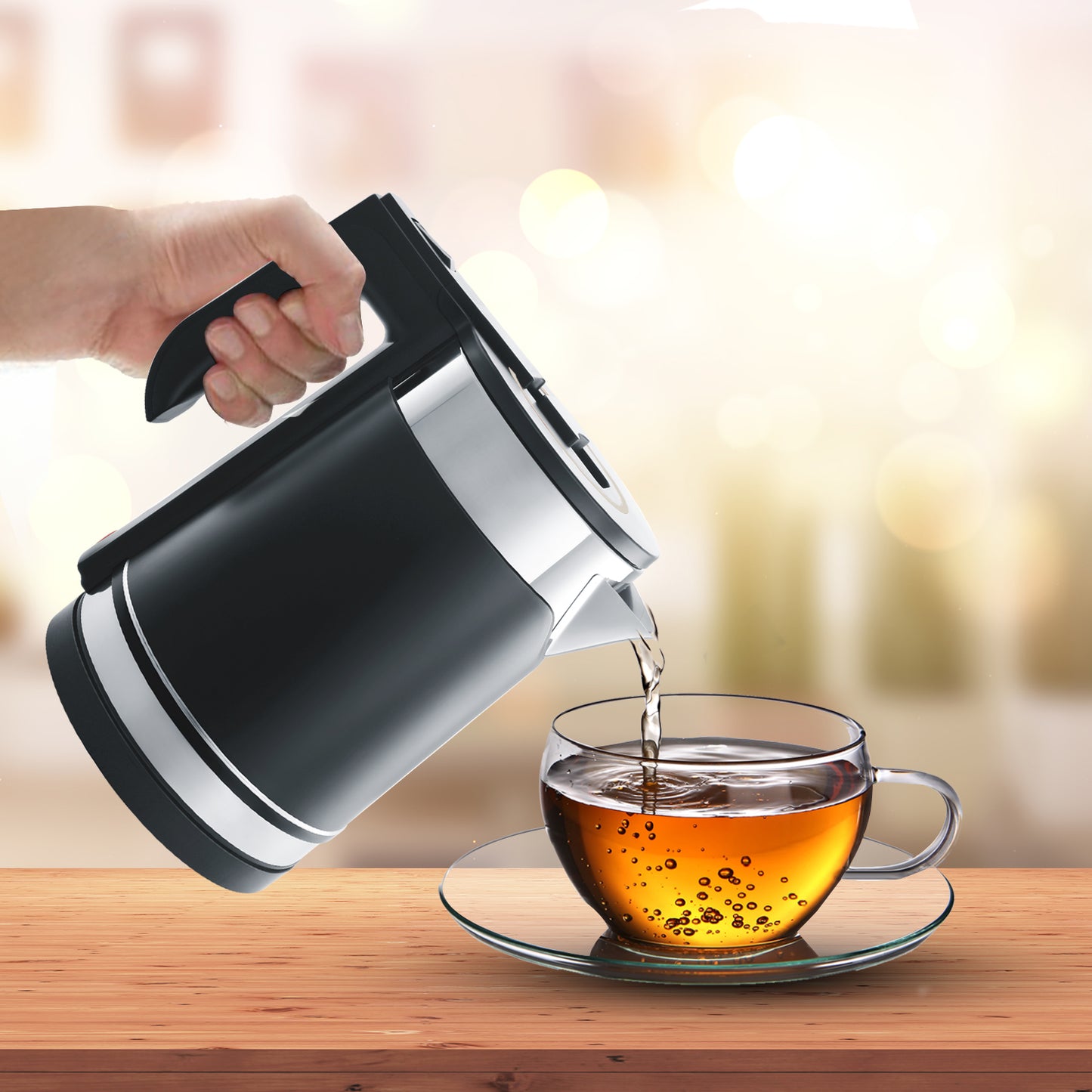 iBELL SEK170BM Premium Electric Kettle 1.7 Litre, 1500 Watt, Stainless Steel with Insulation, Auto Cut-Off (Black)