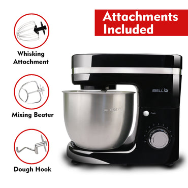 iBELL 4500M PRO Stand Mixer – 1500W Kitchen Mixer with Tilt-Up Head, 8-Speed Control, 100% Copper Motor, 5L Stainless Steel Bowl & Planetary Mixing Action, Multipurpose Food Mixer (Black)