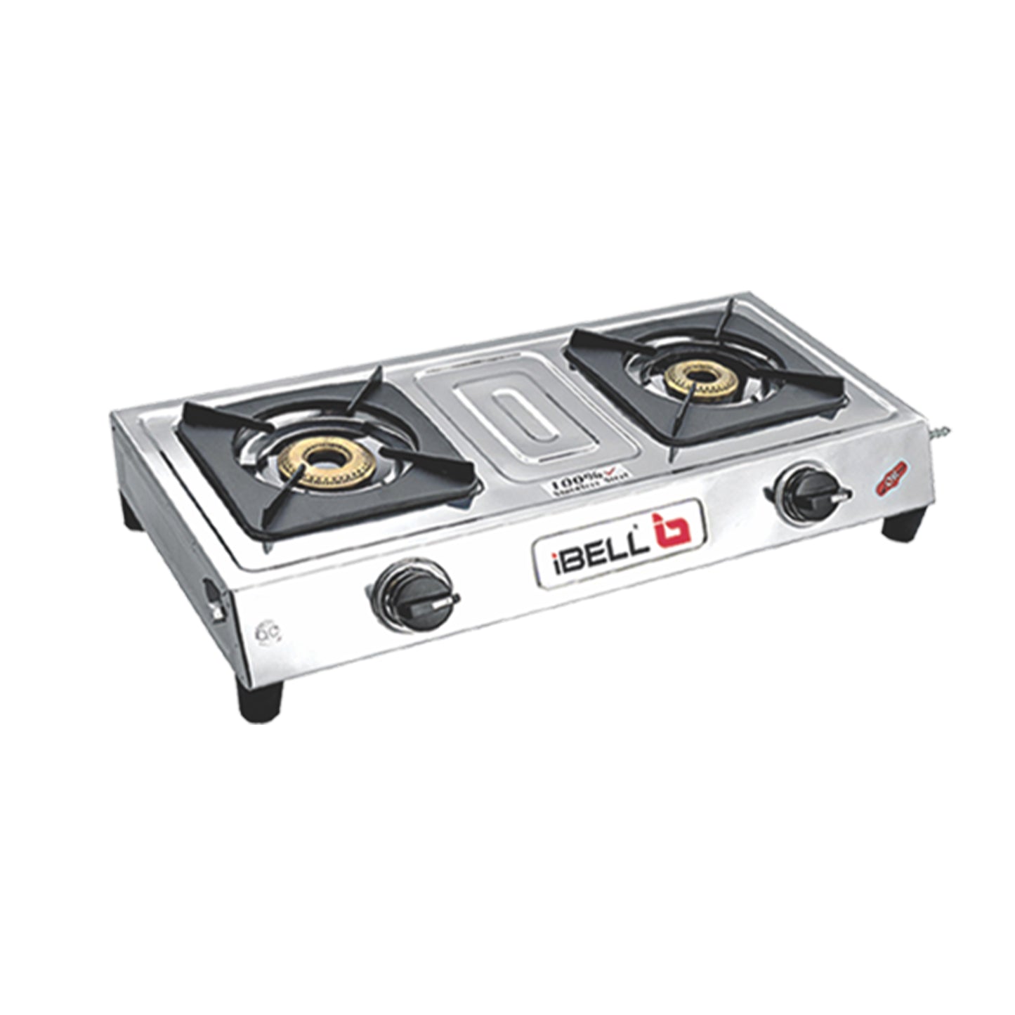 iBELL IBL SS GS02 - POPULAR MINI 2 Burner Gas Stove – Stainless Steel Top, ISI Marked, Toughened Pan Support