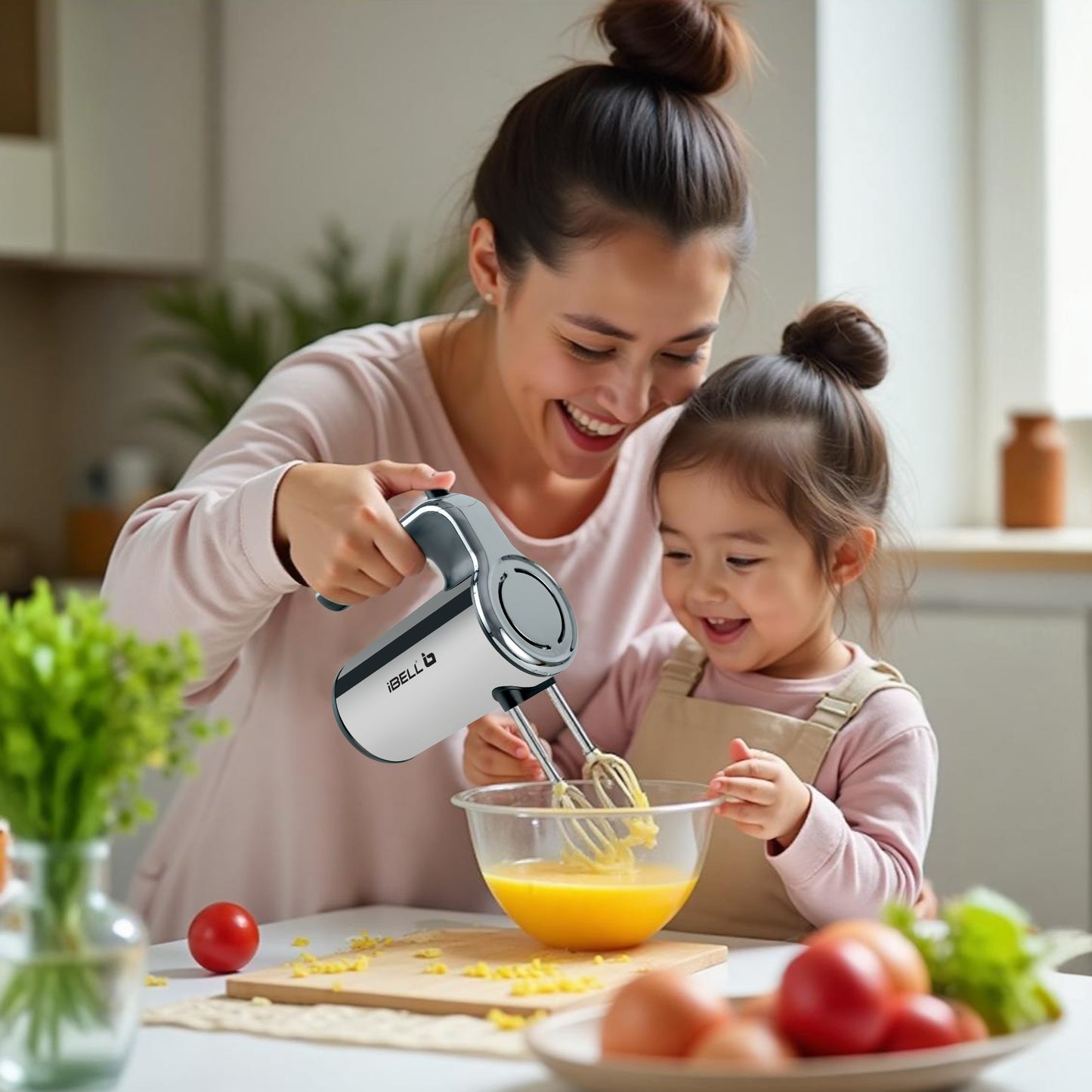 IBELL Plastic WHISK400 Electric Hand Mixer, 400W, Blender, Detachable Beaters & Dough Hooks, With Turbo Button 5 Speed Settings(Silver).