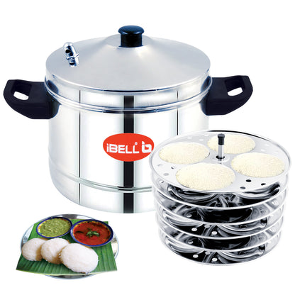 iBELL IBL6P24 Stainless Steel Induction and Gas Stove Base Idly Cooker, 6 Plates - 24 Idly, Silver