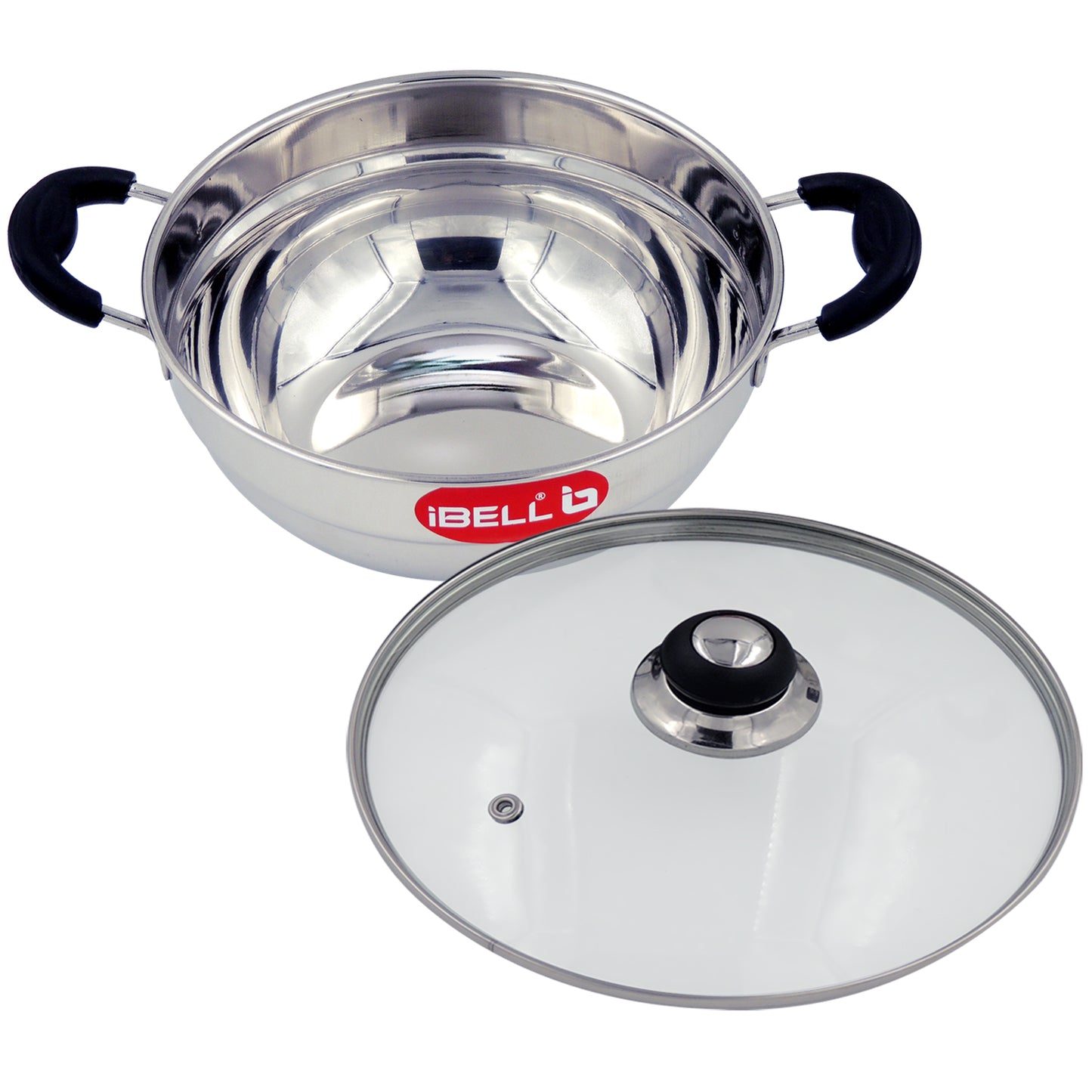 iBELL 2P08G Multi Purpose Kadai with Idli Maker Stainless Steel, 2 Plates 8 Idlies, with Glass Lid