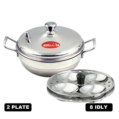 iBELL Stainless Steel Idly Cooker, Induction and Gas Stove Compatible Idli Maker (Silver; 16 Idlies) 4-Plates